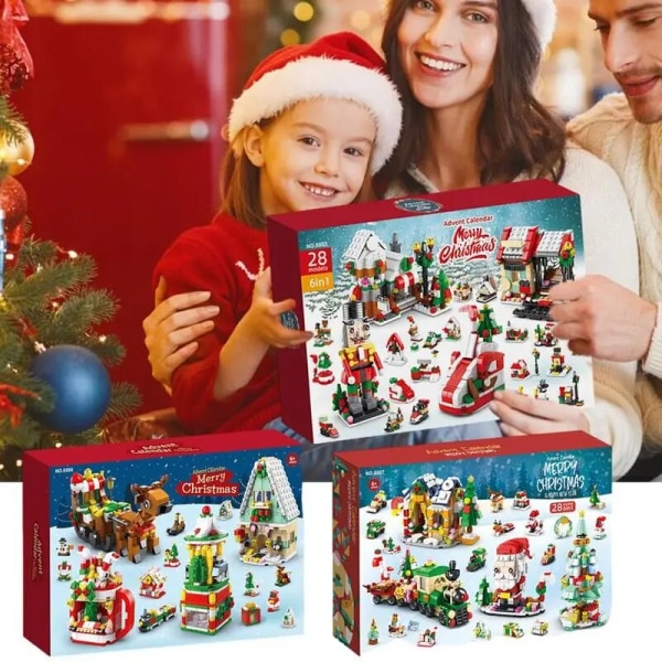 Jul-adventskalender 2023 Nedräkning till julbyggklossar 24-dagarskalender Leksaker Julbyggnadsleksaker Presenter tree blind box