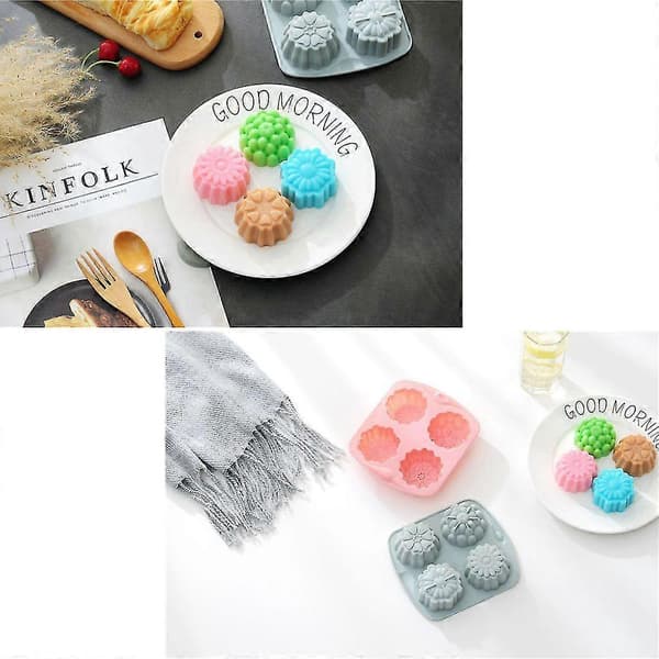 Sett med 2 silikonformer Blomst silikon såpeform sjokoladeformer bakeform