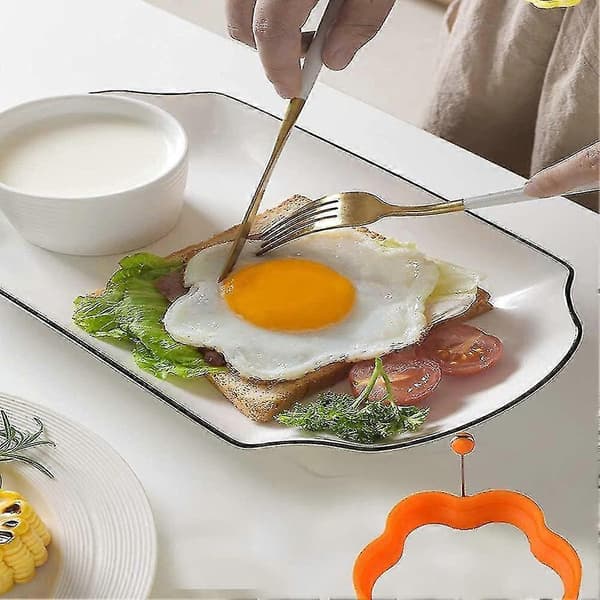 4 stk. stekeform for egg, stekeform i silikon for egg, eggering, kreativ omelettform, blomst