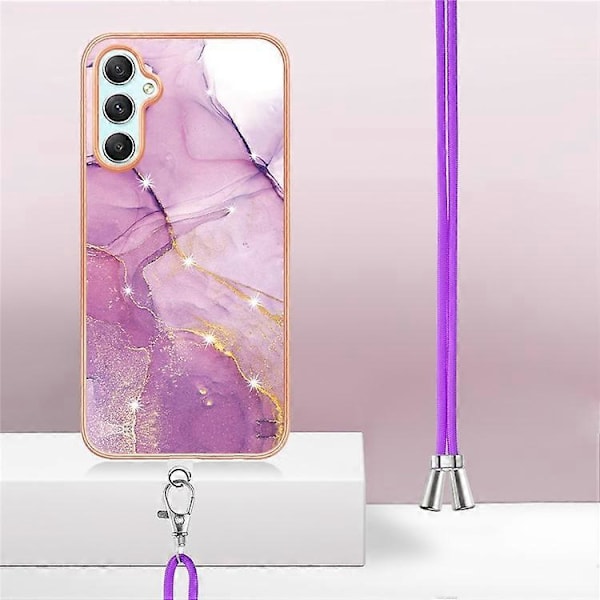 YB IMD Series-9 Kompatibelt Skal för Samsung Galaxy A25 5G Marmormönster Elektropläterat Mobilskal Purple
