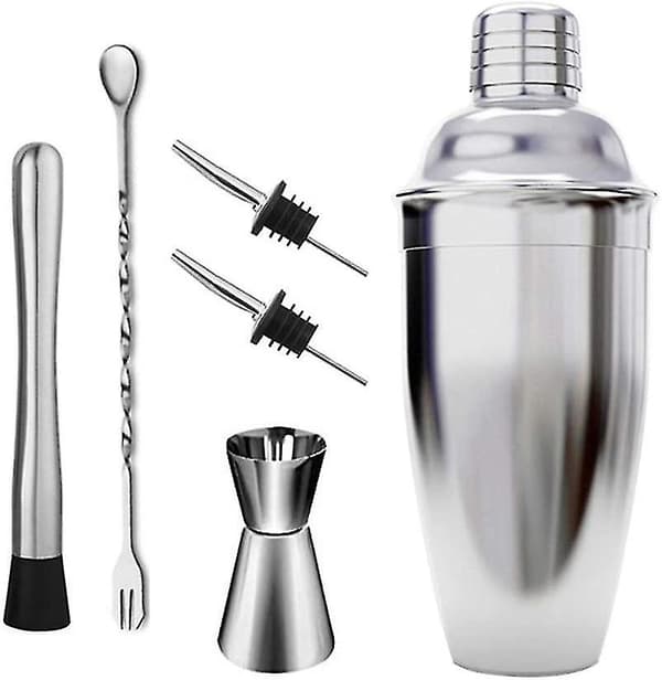 6 stk. sett, shaker-sett 750 ml rustfritt stål barverktøysett bartender-kit