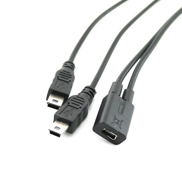 Mini USB 2.0 Hun Til Dobbelt 2 Han Splitter Y Forlænger Oplader Adapter Kabel FTU