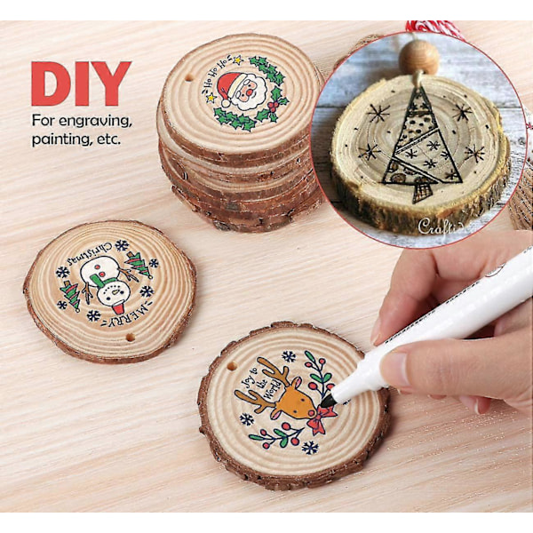 6-7cm Obehandlade Träskivor DIY Julhantverk Heminredning 50 Styckenbd