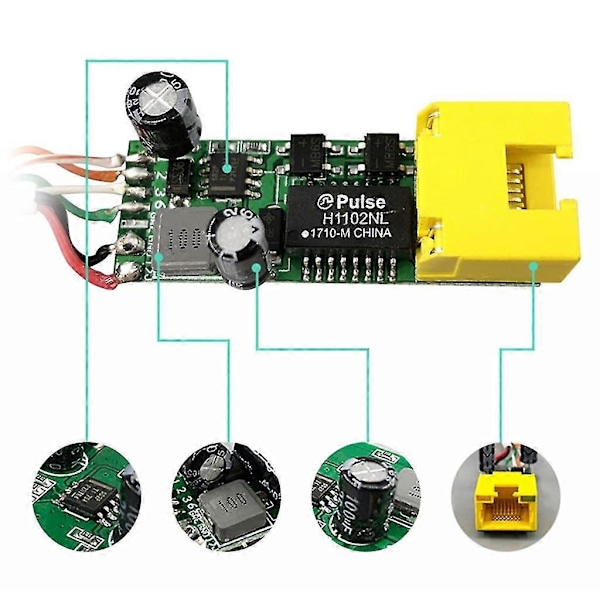 69P02 POE Splitter, Aktiv POE Splitter Stöd PoE IEEE 802.3AF Kompatibel 100M RJ45 Hona Utgång Splitter Adapter