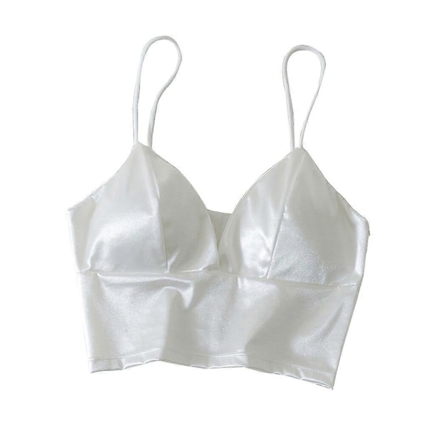 Sexig V-ringad Crop Bralette BH med bandeau-tubtopp för kvinnor och flickor (Vit)