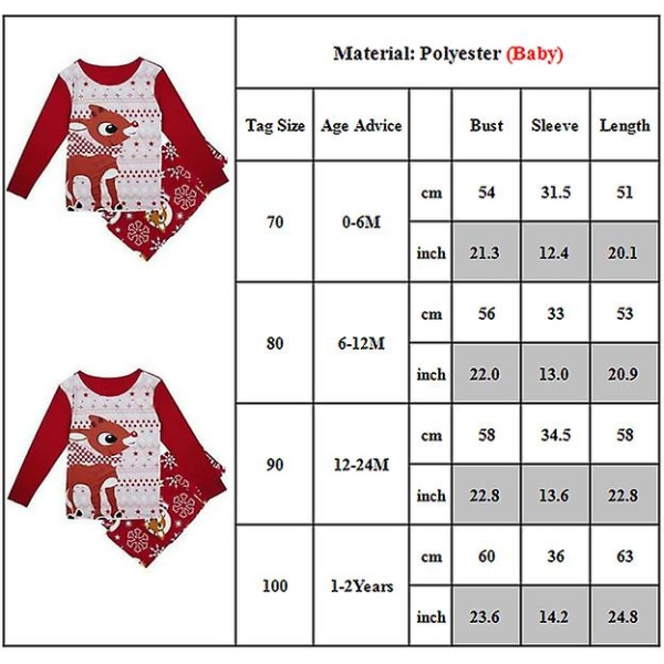 Joulun perheeseen sopivat pyjamasetti Elk Print Set pyjamat kotivaatteet Baby 1-2 Years