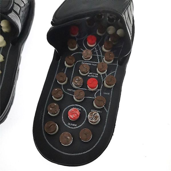 Fötter Massage Tofflor Fotzonterapi Akupunkturterapi Massageapparat Walk Stone Skor Akupunktur Kullersten Massageador Sandal Black 38-39
