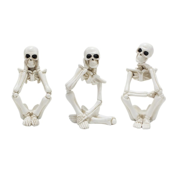 3 kpl Luuranko Ajattelija Patsas Mini Figuriinit Pieni Hartsi Veistos Käsityö Koti Pöytä Koriste Käsityö Valkoinen