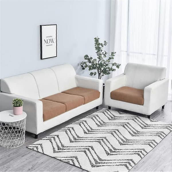 Soffdynöverdrag, soffsitsdynöverdrag, stretch, elastiska dynöverdrag, överdrag för soffsitsdyna, halkfritt tyg tartan (brun, rygg cu