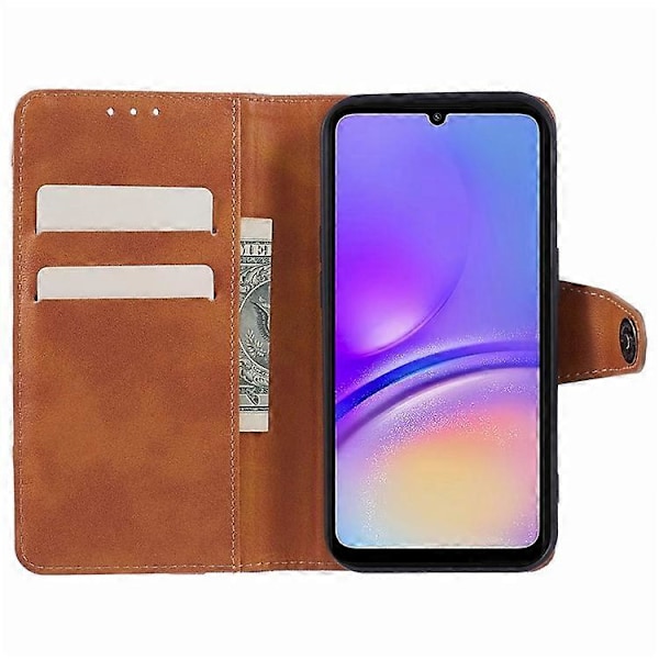 Kompatibelt Skal för Samsung Galaxy A55 5G, skarvad PU-läder magnetisk stängning plånboksfodral Brown
