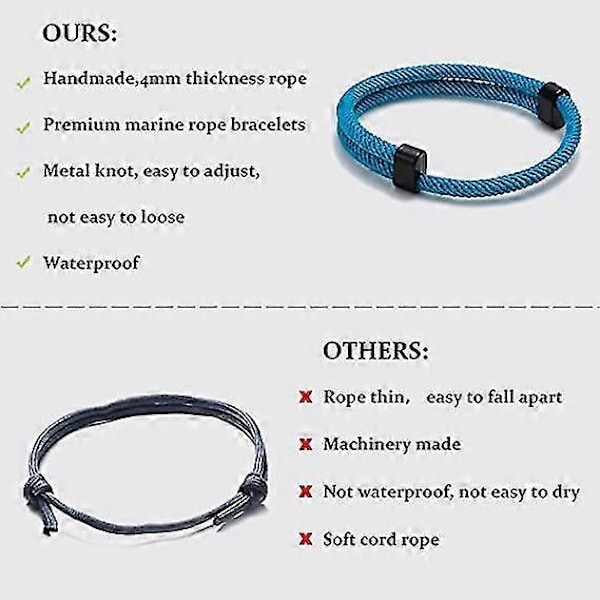 Herrarmband Nautiskt Flätat Rep: 6 st Paracord Surferarmband