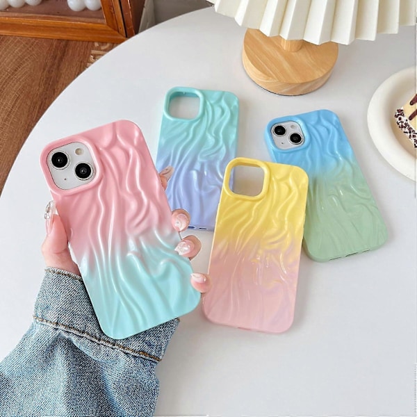 Blødt iPhone-cover med bølgeformet mønster i krom (Pink Blå, iPhone 12 Pro Max)