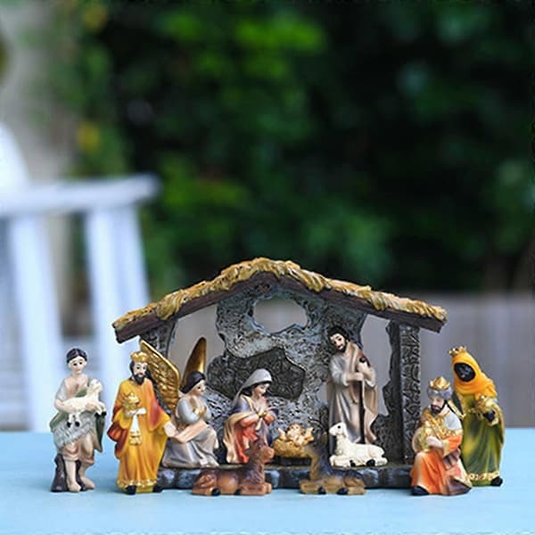 Julekrybbe Figur Jesus Krybbespil Håndmalet Håndværk