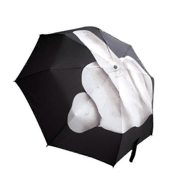 Nyhed Sort Paraply med Langfinger Design Cool Mode Slagfast Paraply Foldbar Bedste Gave