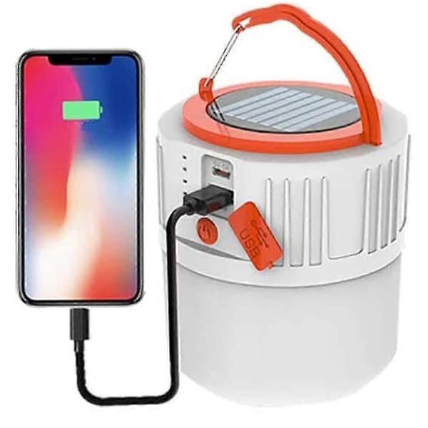 LED Camping Lantern Oppladbar, Solar Camping Lights-hvit