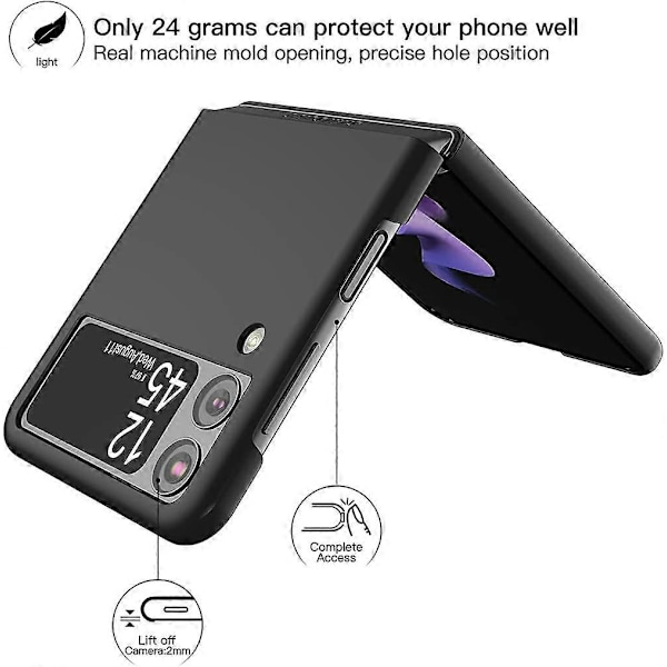 för Samsung Galaxy Z Flip 3 Skal, Galaxy Z Flip 3 Slim Telefonfodral, Premium Tunt Fullständigt Skydd Hård PC med Halkfritt Grepp Skyddande Fodral för Samsun