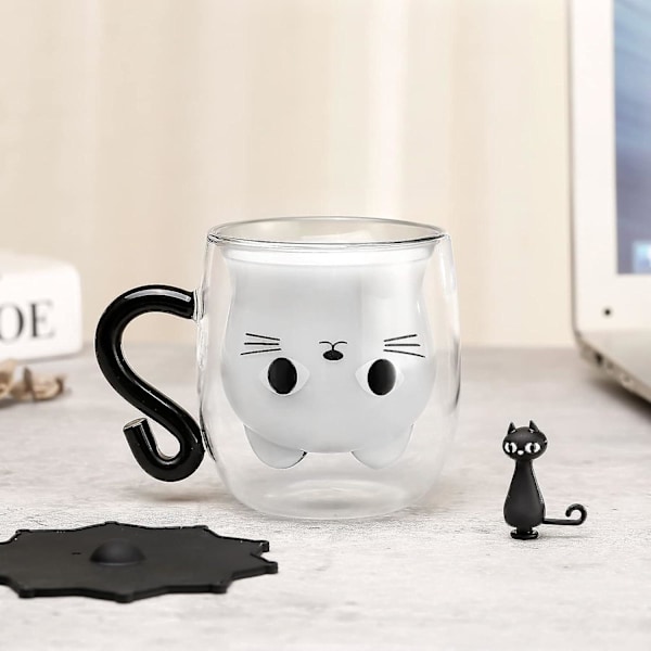 Kattmugg, Dubbelglas Söt Kaffe Te Kopp, Examen Alla Hjärtans Dag Mors Dag Påsk Halloween Julklapp Till Fru Mamma Hennes Flickvän Lärare F