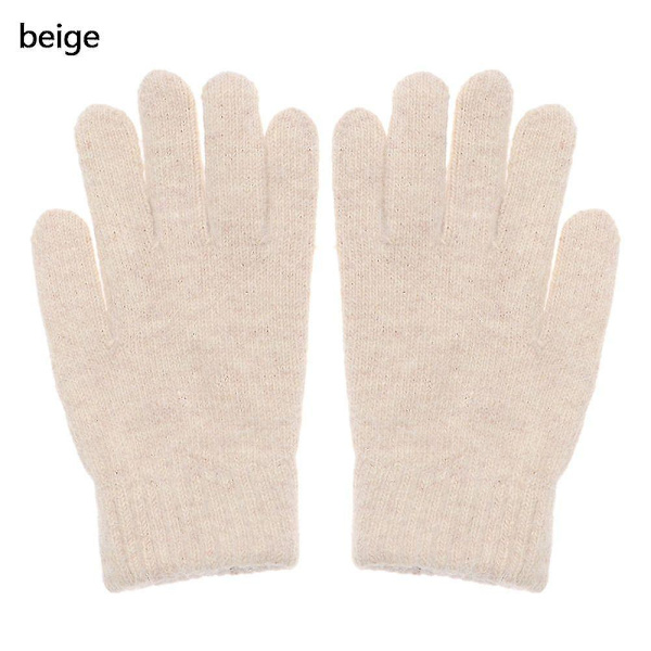 1 par vinterelastiska ylle kashmir Cykling Körhandskar Helfingerhandskar Vantar Kvinnor Män Mode Utomhusskidåkningshandskar Beige
