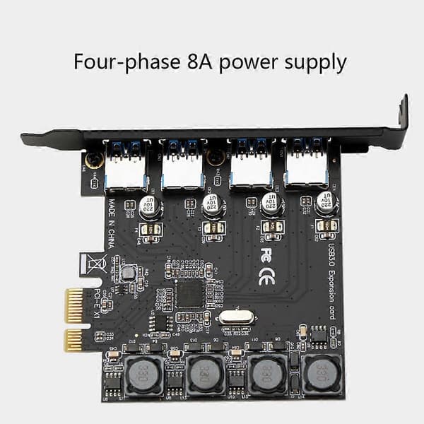 PCIE USB3.0 Utvidelseskort PCI Express til USB Adapter HUB Kontroller 4 Porter