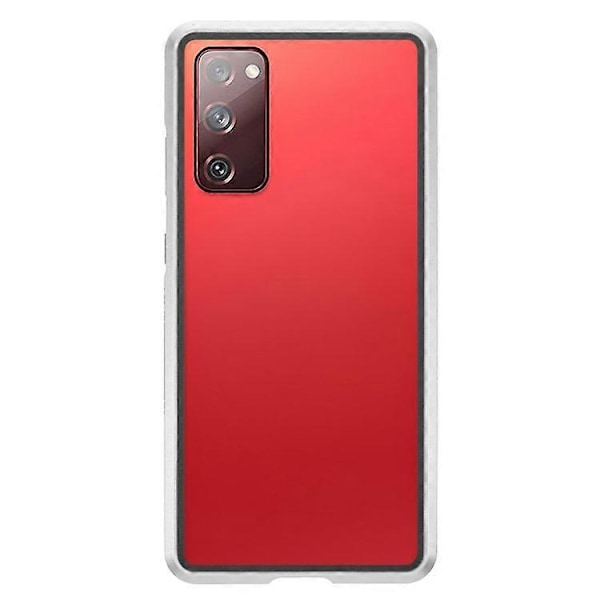 Kompatibel med Samsung Galaxy S20 FE 4G / 5G / S20 Lite / S20 FE 2022 dobbeltsidet hærdet glas + magnetisk metalramme telefoncover Silver