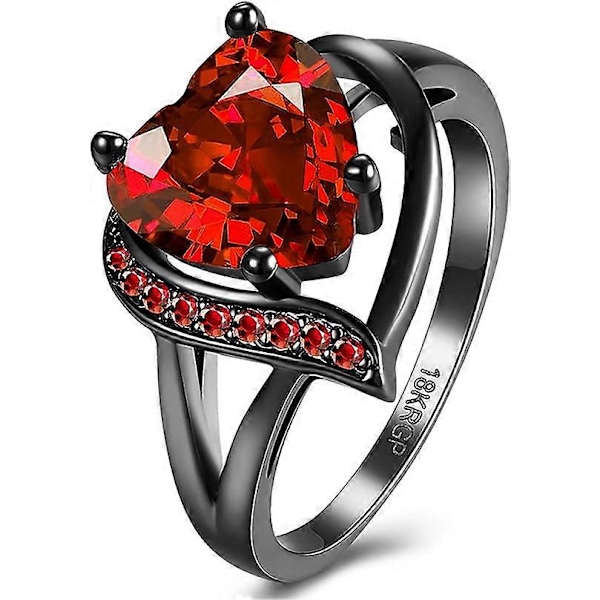 Romantisk 18K Guldpläterad Löftesring Evighetsring Uttalande Ringar Födelsedag Kärleksgåvor Inlagd Hjärta Cubic Zirconia Bröllopsförlovningsringar för Kvinnor