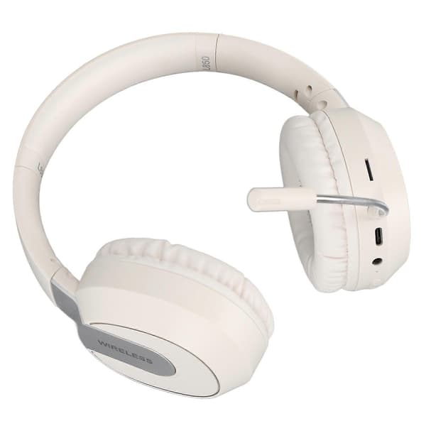 Trådløst Gaming Headset Sammenleggbart Støyreduserende Myk Polstring Bærbar Bluetooth Gaming Hodetelefoner med Avtakbar Mikrofon Beige