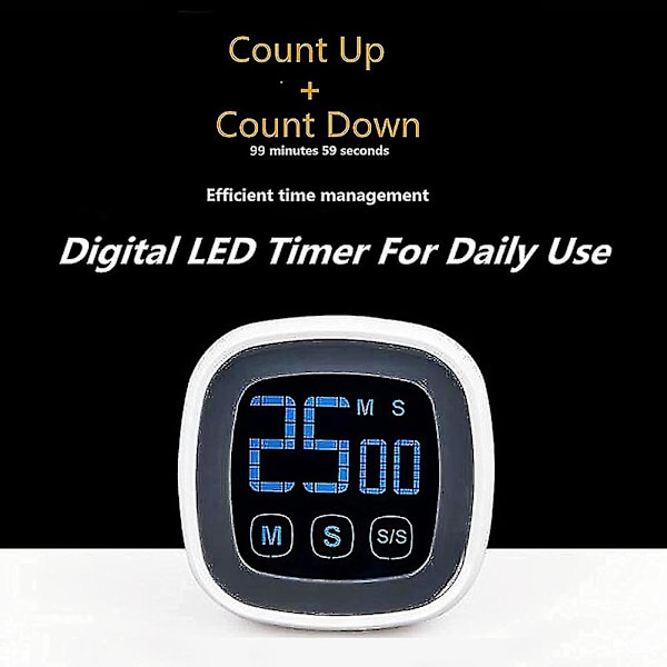 Kökstimer för matlagning Touchscreen LCD Klassrumstimer Digital Timer för Spel Möte Fitness