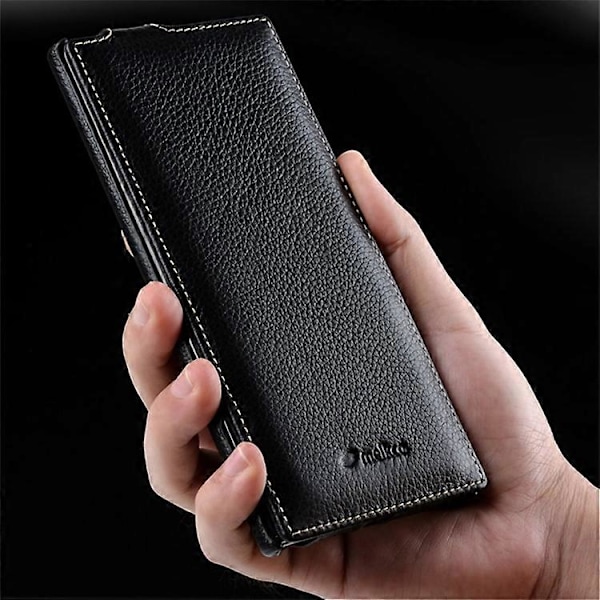 MELKCO Kompatibelt Skal för Samsung Galaxy Note20 / Note20 5G Äkta Läder+PC Vertikalt Flip Fodral DarkBlue