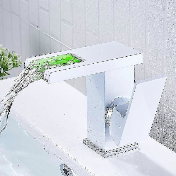 LED Vattenfall Blandare Badrum, Vit