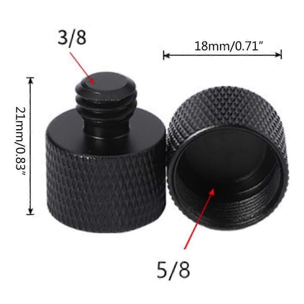 2 stk. Mikrofonstativadapter 5/8 hun til 3/8 han gevind Tripod Mount Skrue Adapter Combo Pack til Mikrofonmontering og Stativ
