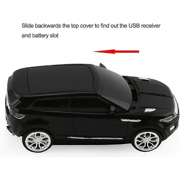 Bilmus Trådløs 2.4GHz Kul Sport SUV Bilform Mus Optisk Mus 1600 DPI med USB-mottaker Egnet for PC/Datamaskin/Laptop (Svart)