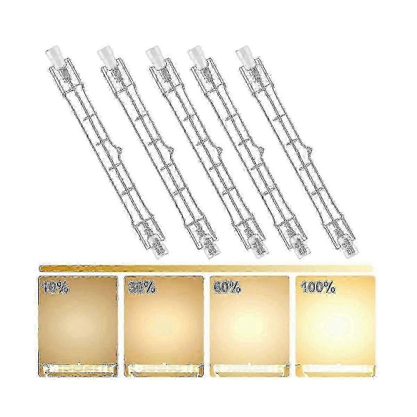 5-pak R7s 118mm 300w 230v, r7s Halogen Lineær Lyspære, Dimbar Halogenlampe For Byggearbeid