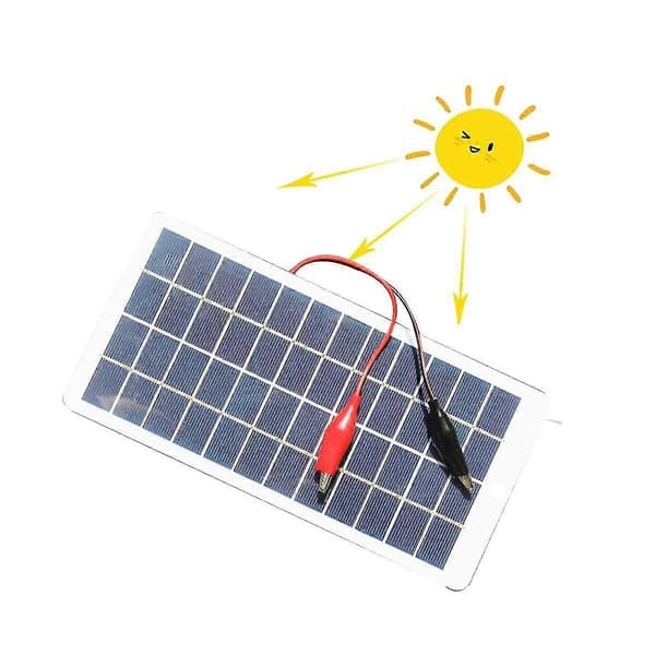 5W 12V Polysilisium Solcellepanel Utendørs Bærbar Vanntett Lade Panel Med Klemmer Kan Lade 9-1