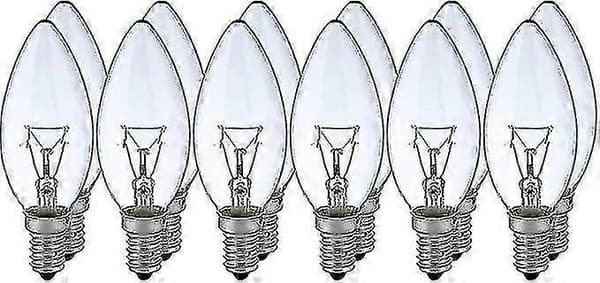 12 st 40W E14 Ljusformad Glödlampa Klar Vit Klassisk