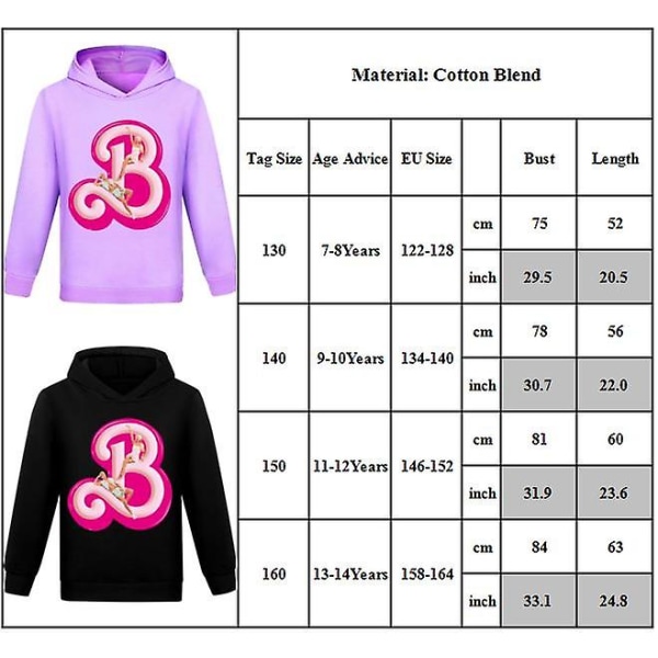 Lapset Teinit Pojat Tytöt Barbie Elokuva Hupparit Hupparit Neulepusero Topit Lahjat Purple 7-8Years