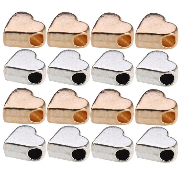 1 Set med 100 st Berlocker Legering Kärlek Hjärta Form Pärlor Litet Hål Distans Pärlor DIY Smyckestillverkning Tillbehör för Armband Halsband (Silver Gyllene