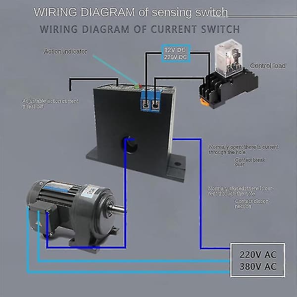 Strømsensor Switch Induktionsrelæ AC Koblingsenhed Signal Over Grænse Lukket AC 0.2-30a (Nc M