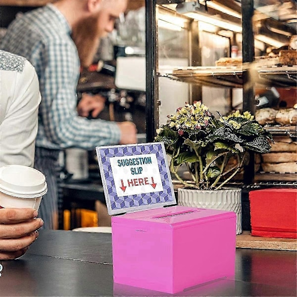 Donationsbox med lås - Akrylförslagslåda med slits, Röstningslåda med lås och skylthållare för Raf