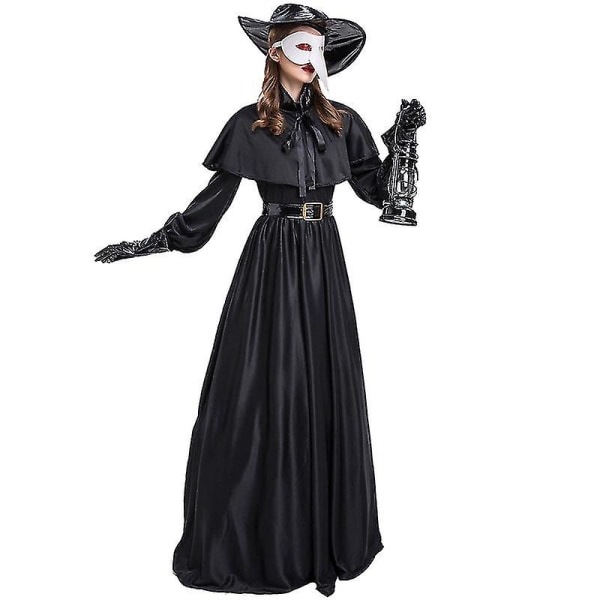 Halloweenklänningar Karneval Halloween Par Pest Läkare Dräkt Medeltiden Krigssköterska Fågelnäbb Playsuit Cosplay Fancy Festklänning Hög kvalitet Woman XXL-Wizard