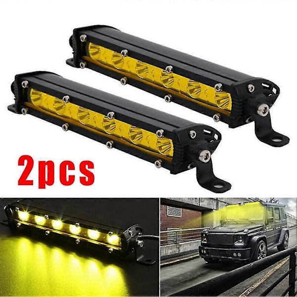 2 stk 7 tommers 6 LED 18W gule LED arbeidslys spotlight dagslys kjørelyssett med relékabel Ha