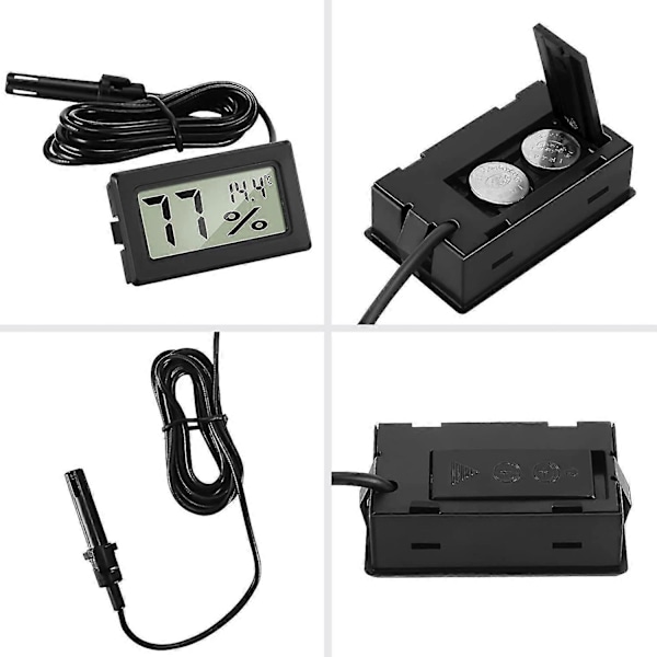 3 stk. Digitalt Termometer Hygrometer Mini Probe Termometer Temperatur Hygrometer Reptil Inkubator Fjærkre Kontor Stue