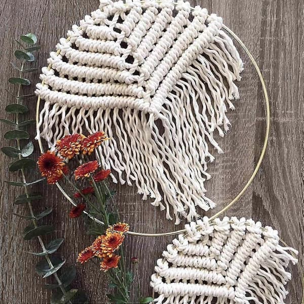12 stk. 10 cm Macrame Ringe Blomster Ring Håndværksringe Macrame