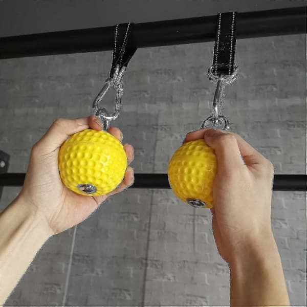2 st Pull Up-bollar med kraftig rem, halkfri handträning (gul)