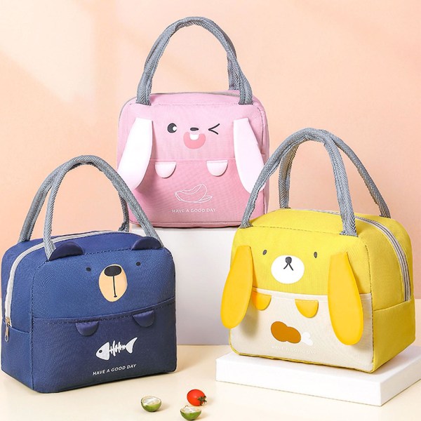 Sarjakuva kädessä pidettävä lounaslaatikkopussi Uudelleenkäytettävä paksuuntunut suuren kapasiteetin laukku Aikuisen työntekijän ihana lounaslaatikko Pink Rabbit