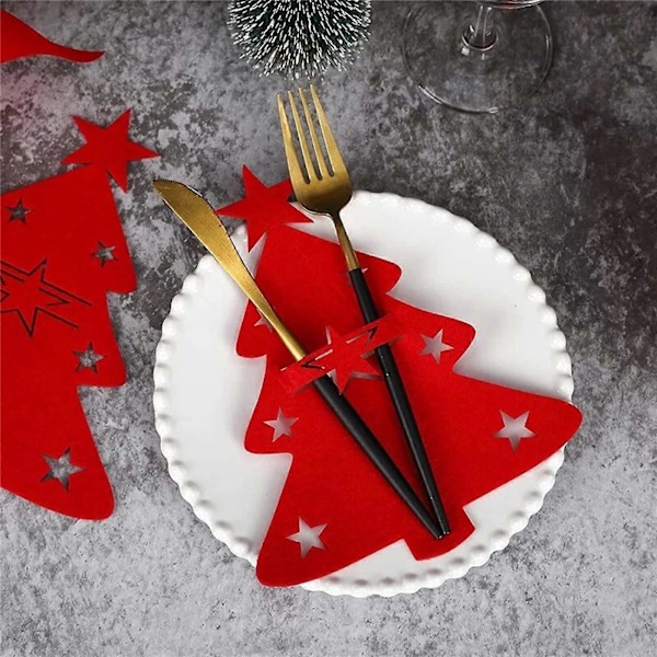 Julbordsbestickspåse, 8 Delar, Julgransbestickhållare, Julbestickspåsedekorationer, Julbestickhållare, för Juldekoration