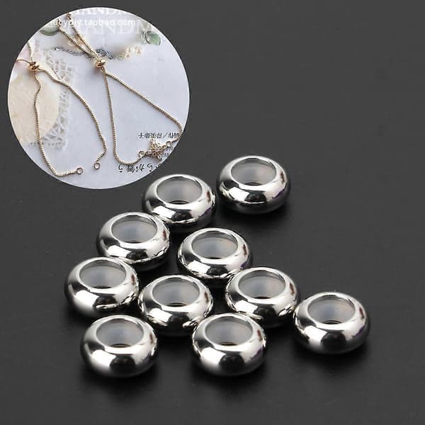 10 stk. afstandsstykker med gummindsats i rustfrit stål til Add-a-Bead armbånd