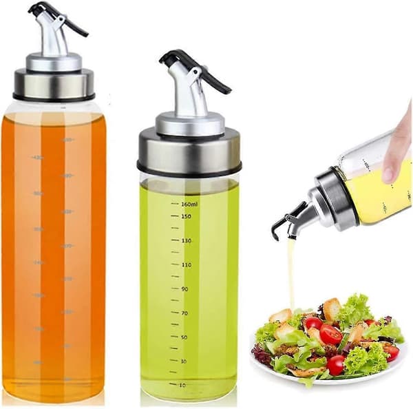 2 stk. olieflaske 500 ml og 180 ml oliedispenser olivenolieflaske glasolie gave Y