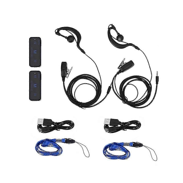 2 kpl Mini Walkie Talkie 400-470mhz 2-suuntainen radio 3w Lähetin-vastaanotin Kuulokkeet Kuulosuojaimet USB-virralla