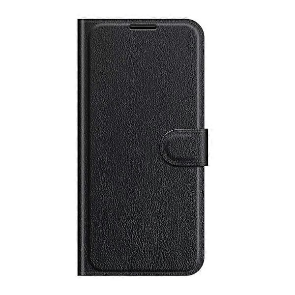 Litchi Tekstur PU Læder Etui Flip Stand Stødsikkert Telefoncover med Pung Kompatibel med TCL 20 SE Black