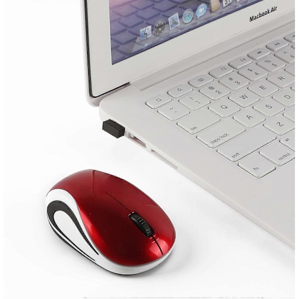 Trådlös Mus Söt Mini Datormus för Laptop Liten Storlek Ficka USB Optisk Mus 3 Knappar 1000 DPI Sladdlös Mus för PC Barn Present (Röd)